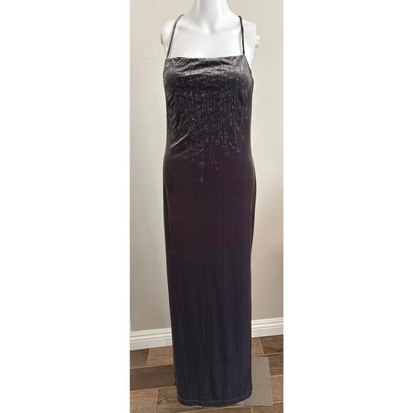 Vintage Rampage Velvet Iridescent Open Back Maxi Dress Whimsigoth Fairy Medium - Picture 1 of 15